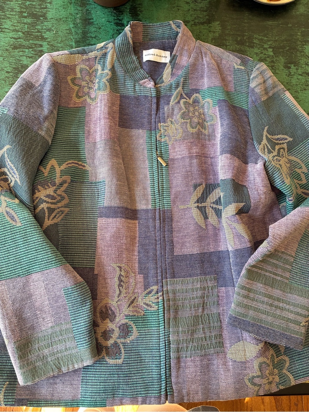 Alfred Dunner Floral Patchwork Jacket in Lavender & Teal
